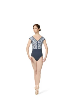 Mirella Cap Sleeve Printed V Neck Leotard -Dance Costumes image 218