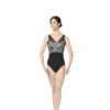 Mirella V Neck Printed Low Back Tween Leotard- M3089TM