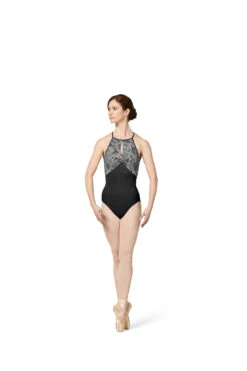 Mirella High Halter Neck Printed Leotard- M4039LM