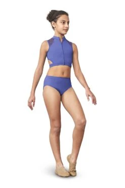 Bloch Child High Neck Zip Front Crop Top Patterned- FT5165CB